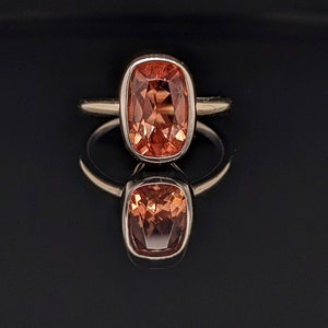 Unique Cushion Oregon Sunstone Ring in 14k White Gold