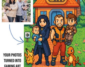 Individuell angefertigte Gamer Art vom Foto Portrait Videospiele Pixel Zeichnung - 90er Jahre Retro Vintage Dad Mom Kinder Geburtstagsgeschenk Nintendo Digital Download