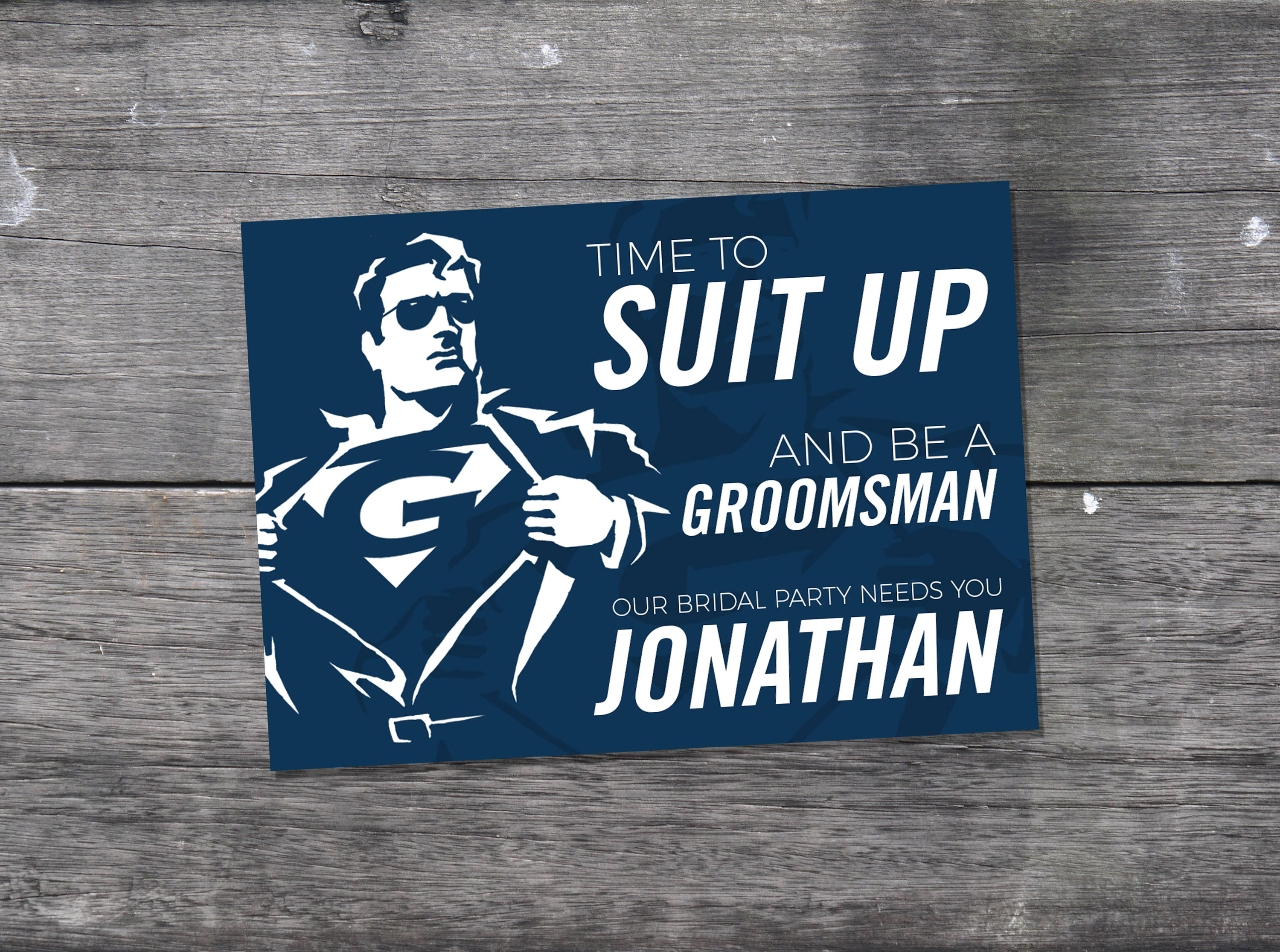 SUIT UP Groomsmen Cards Superhero Card Personalized Funny Cool Best Man Proposal Invitation