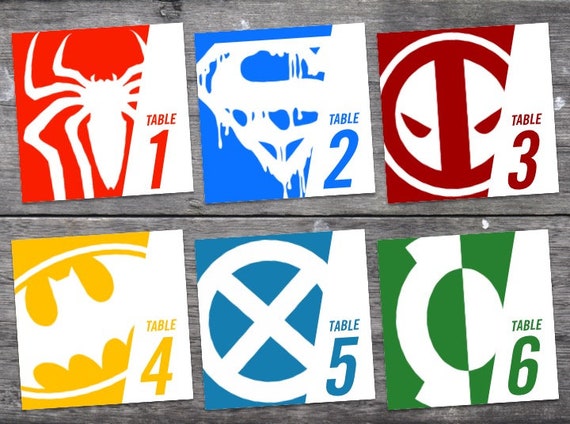 Superhero Comic Book Table Numbers Wedding Table Cards Etsy