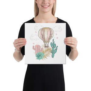Hot air balloon art print, baby room decor, decorating ideas