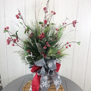 Seasonal Pine and Berry Vase.