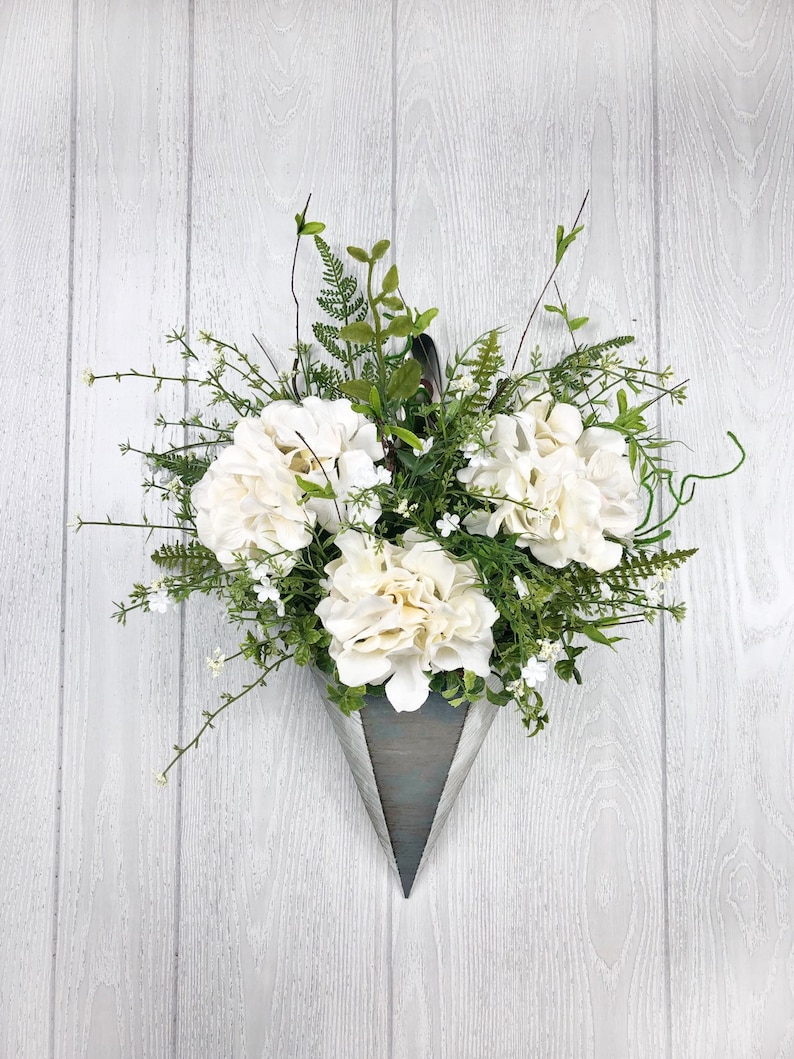 Hydrangea Wall Decor Floral Sconce Metal Wall Hanging Etsy