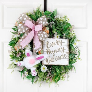 Bunny wreath, spring door hanger, Easter Wreath, decorating ideas