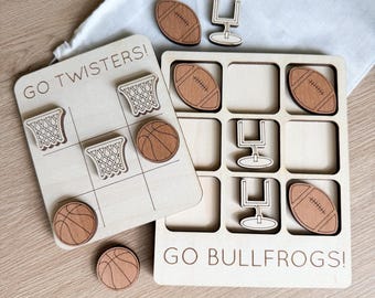 Custom Sports Tic Tac Toe Game - Personalized Team Board, Game Day Activity