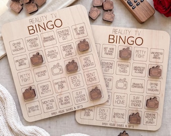 Handmade Reality TV Bingo Game – Maple Mahogany Watch Party Fun