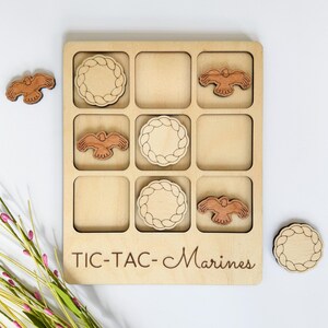 Marines Tic-Tac-Toe Board - Military-themed Game Set with Iconic Symbols of the Corps, Perfect for Family Game Nights, Outdoor fun and Decor