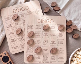 Wooden Football Bingo Game, Super Bowl Party Activity, Game Day Fun Board