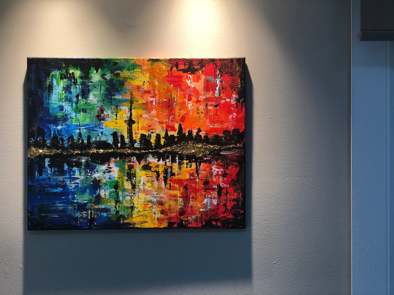 Original Toronto City View Painting Abstract Wall Art Etsy