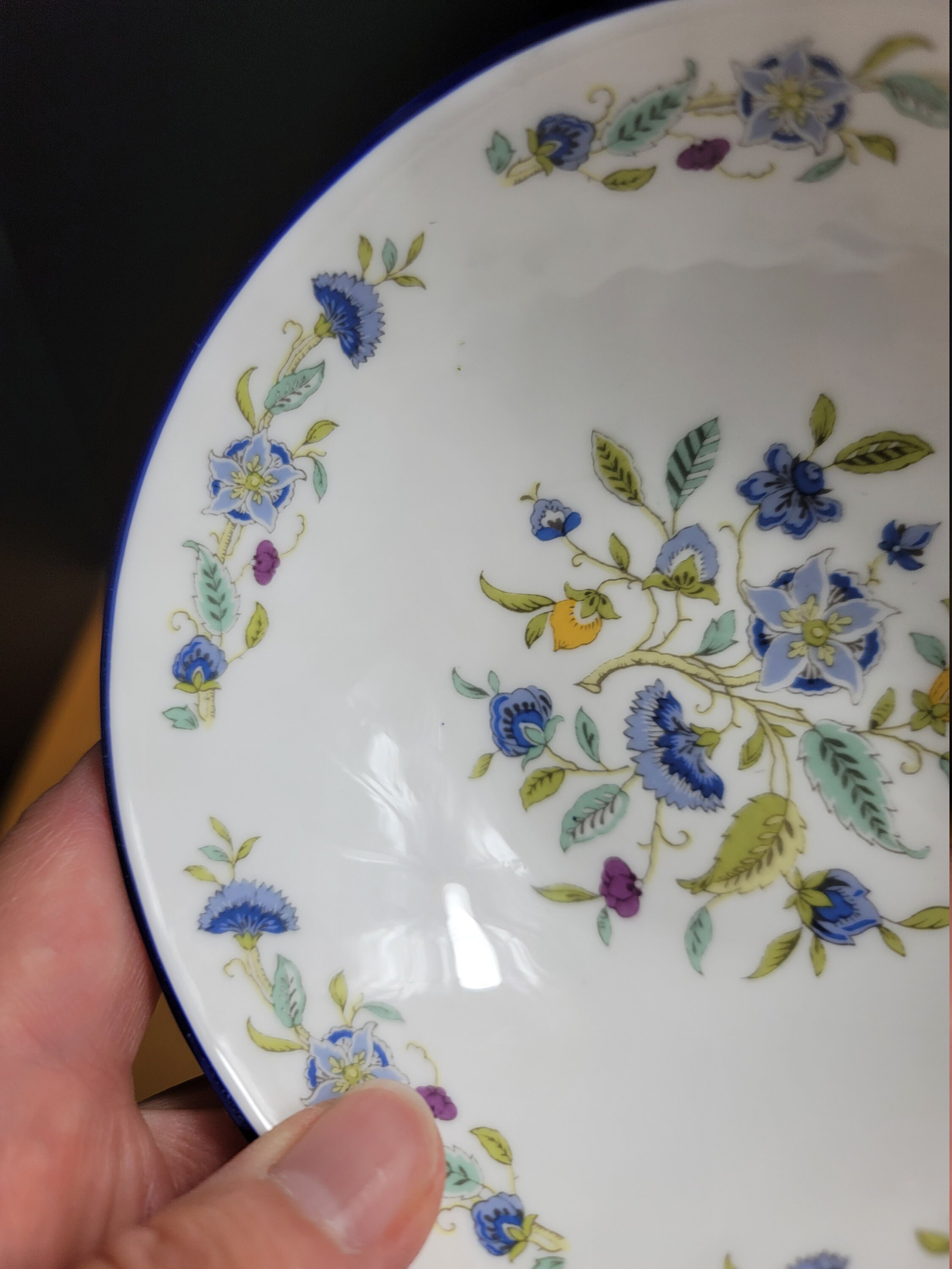 Minton Fine Bone China Haddon Hall Blue Fruit Bowl Remolino Etsy