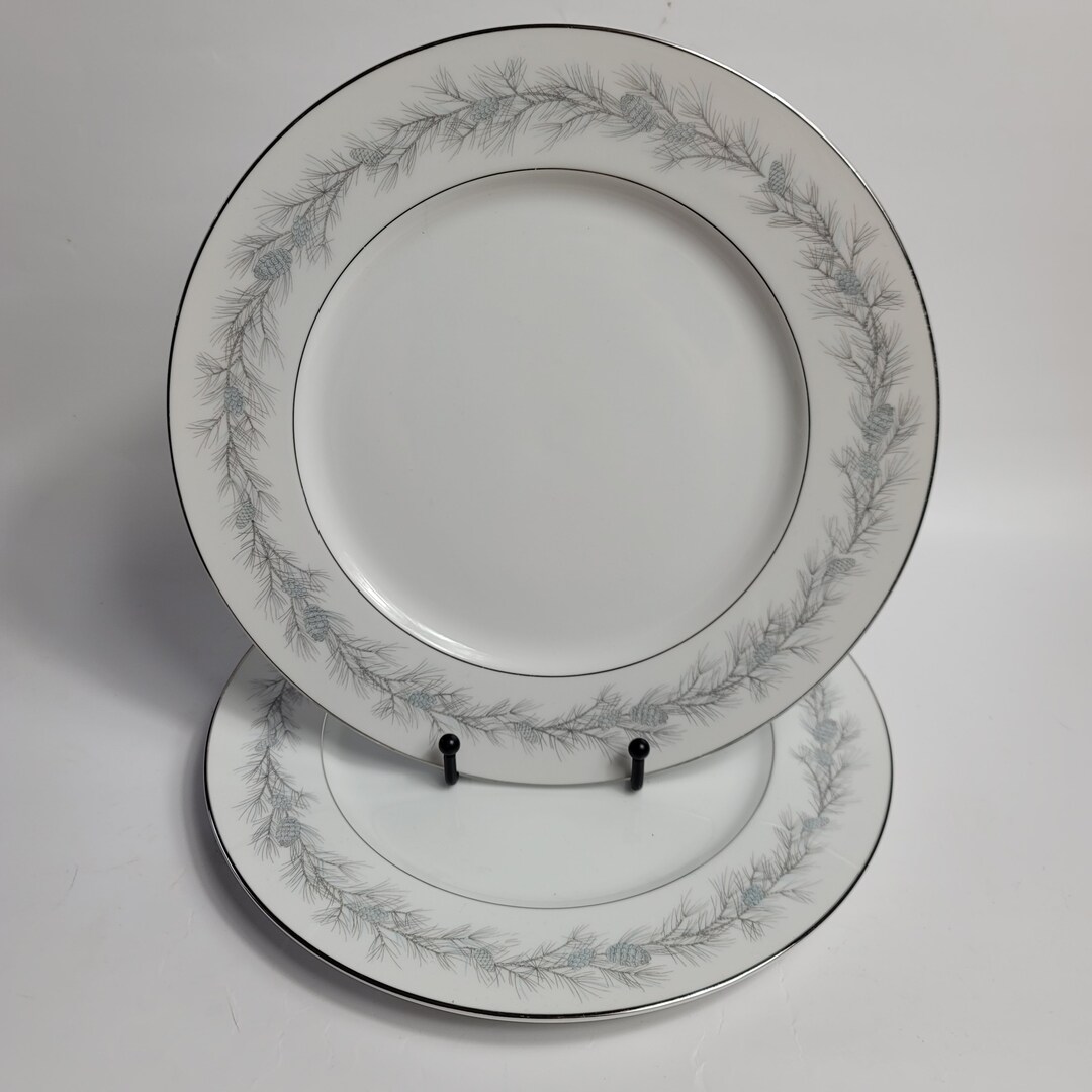 TWO Style House Duchess Dinner Plates White With Blue Etsy