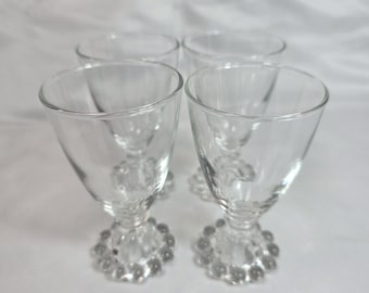 FOUR Anchor Hocking Berwick Boopie Clear Juice/Wine Glasses Ball Design on Base