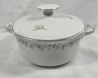 Johann Haviland Forever Spring Round Covered Vegetable 8 Inch Pink & Blue Flower