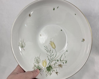 Stonegate Spring Breeze 9 Inch Round Serving Bowl White with Yellow Tulips