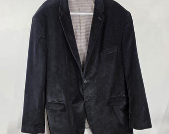 Vintage Men's Saddlebred Corduroy Blazer Jacket Size 52L Black Fine Wale