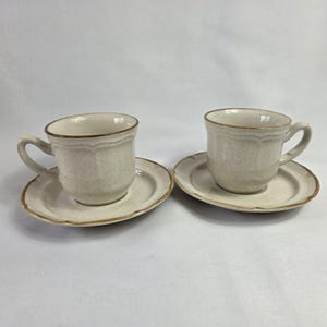 TWO Hearthside Autumn Fair Cup & Saucer Sets Baroque Beige and Brown