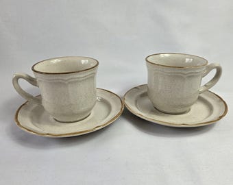 TWO Hearthside Autumn Fair Cup & Saucer Sets Baroque Beige and Brown