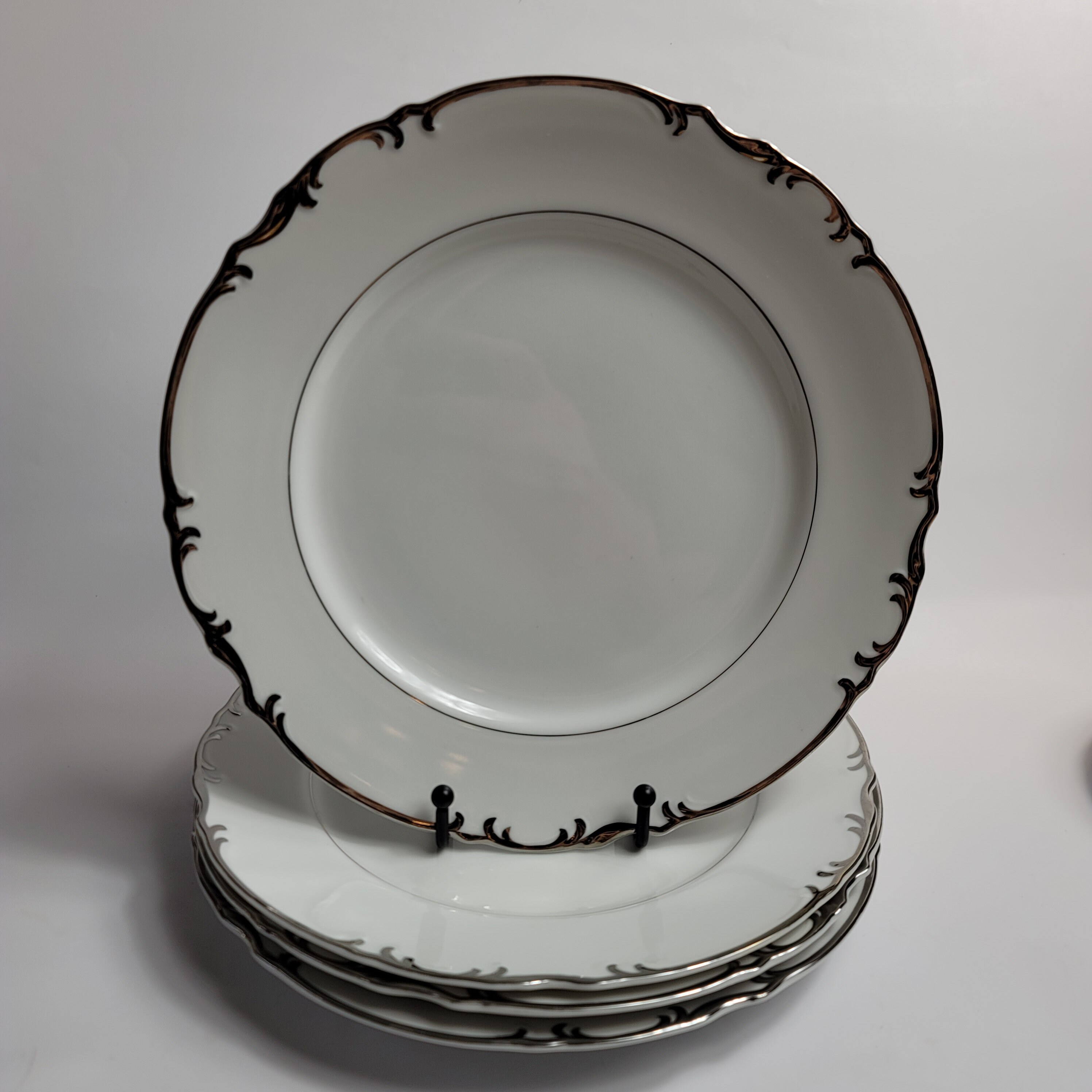 FOUR Mikasa Marlboro Dinner Plates White Scalloped Edge Etsy