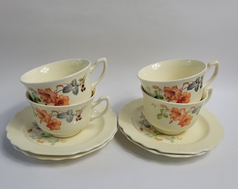 W.S. George GEO95 Cup & Saucer Sets Lido Canarytone Pale Yellow Orange Flowers