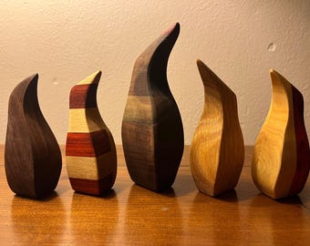 Handmade Exotic Wood Decorative Penguin, Scrap Wood Decor