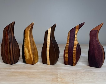 Handmade Exotic Wood Decorative Penguin, Scrap Wood Decor