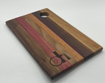 Hardwood Cutting Board, Walnut Cherry Padauk Purple Heart, Kitchen Decor