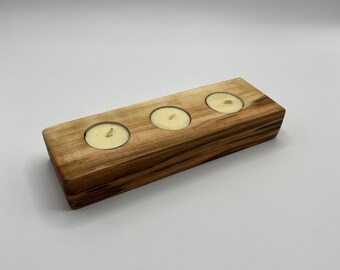 Handmade Wooden Votive Candle Holder - Maple Rustic Natural Wood Decor for Tealights and Votives