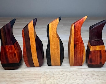Handmade Exotic Wood Decorative Penguin, Scrap Wood Decor