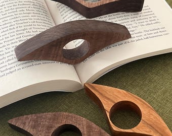Wooden Book Page Holder, Thumb Page Spreader, Gift for Readers, Library Accessory