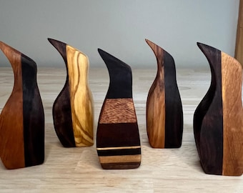 Handmade Exotic Wood Decorative Penguin, Scrap Wood Decor