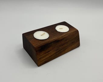 Handmade Wooden Votive Candle Holder - Walnut Rustic Natural Wood Decor for Tealights and Votives