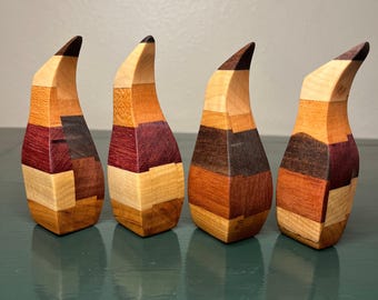 Handmade Exotic Wood Decorative Penguin, Scrap Wood Decor