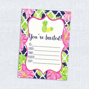 Remplir numérique Preppy carte d’Invitation pour toutes les occasions. Anniversaire, Baby Shower, Bridal Shower, se réunissent, Luau. Téléchargement instantané.
