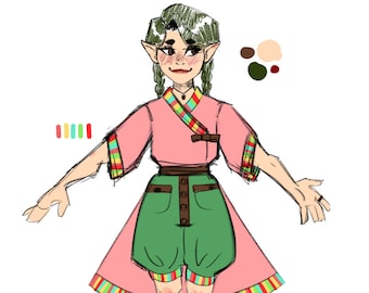 Custom art full body reference sheet, Dungeons & Dragons, Fursona, Original character.
