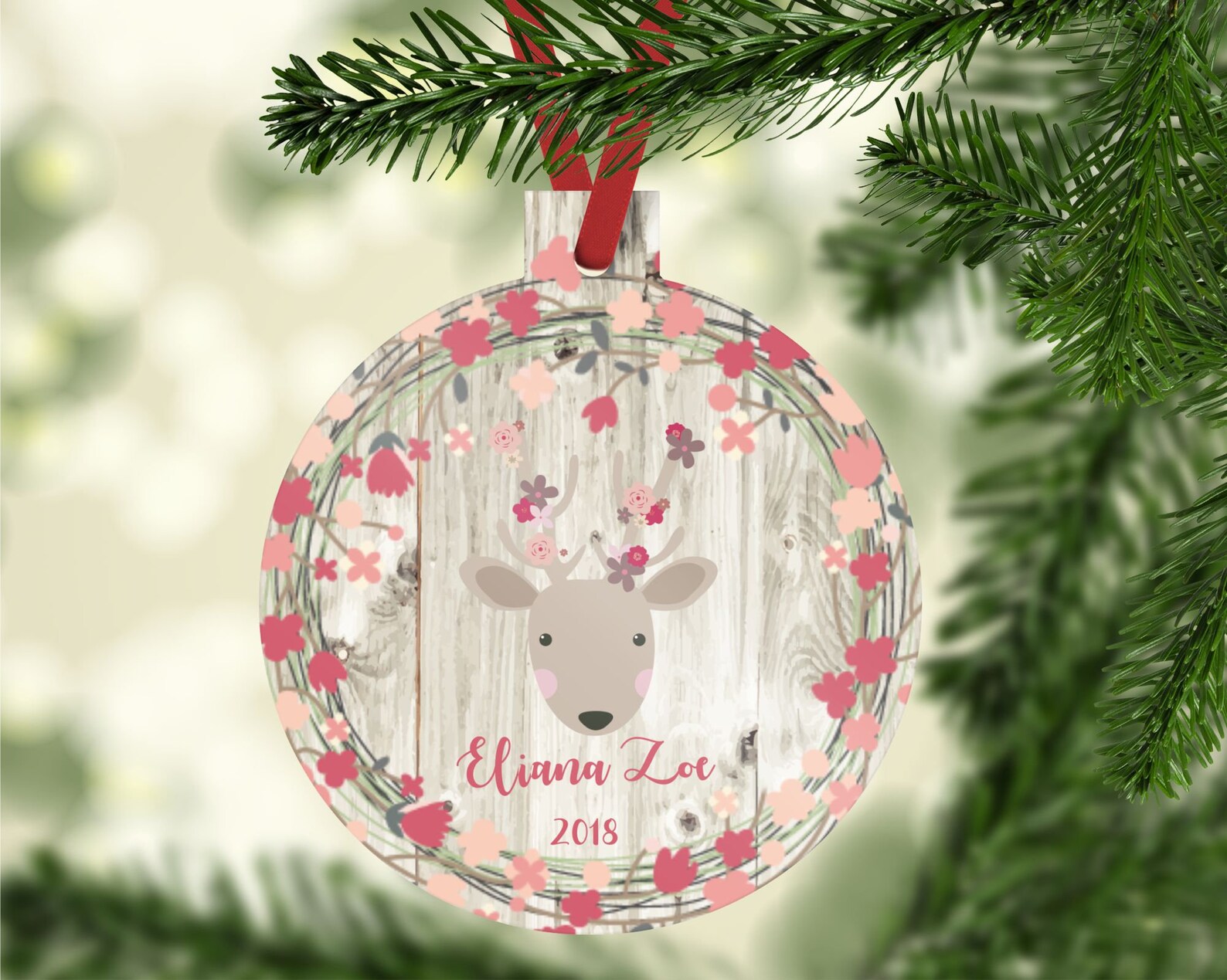 Little Girl Christmas Ornament Cute Reindeer Ornament Etsy
