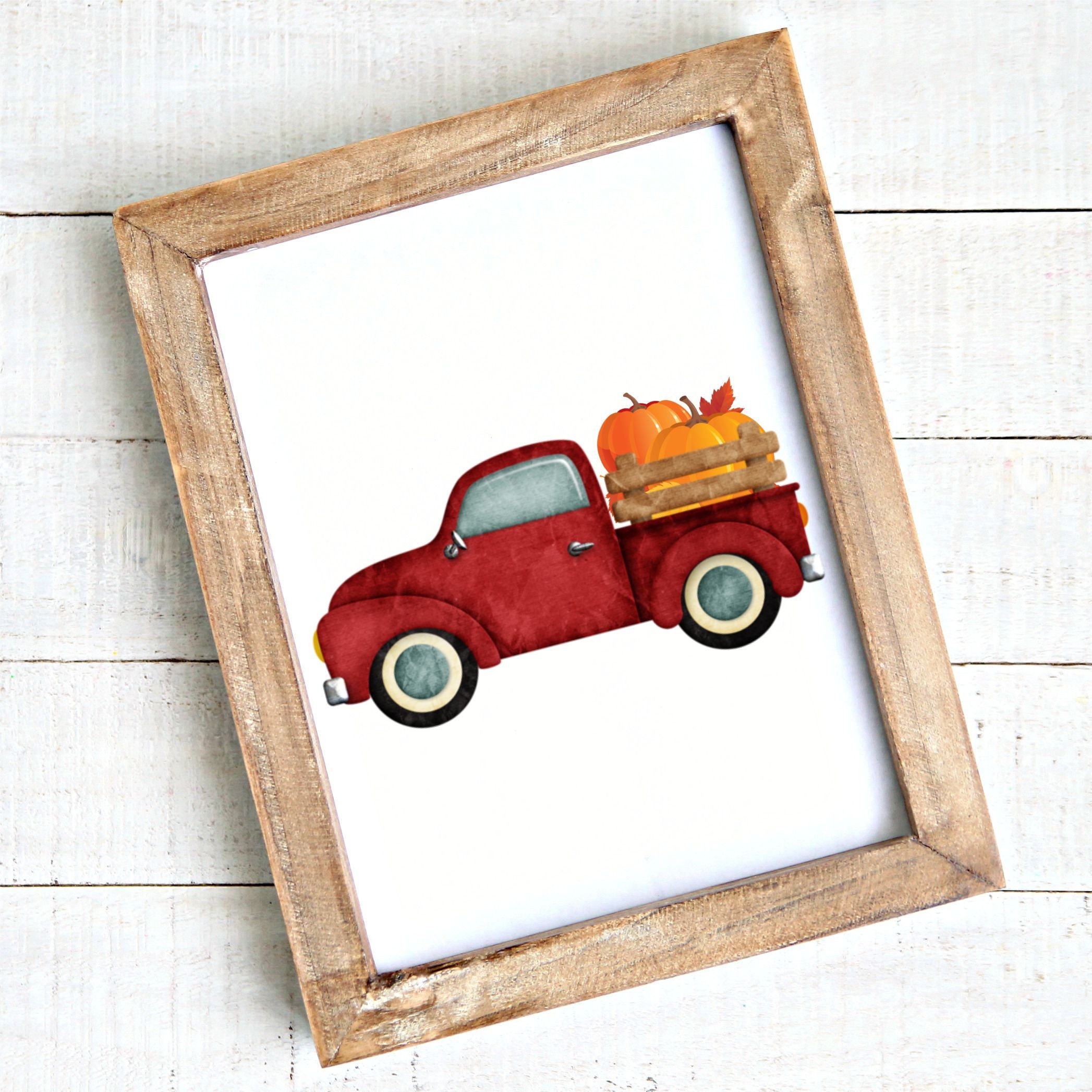 Red Farm Truck Print Fall Farm Truck Printable Fall | Etsy