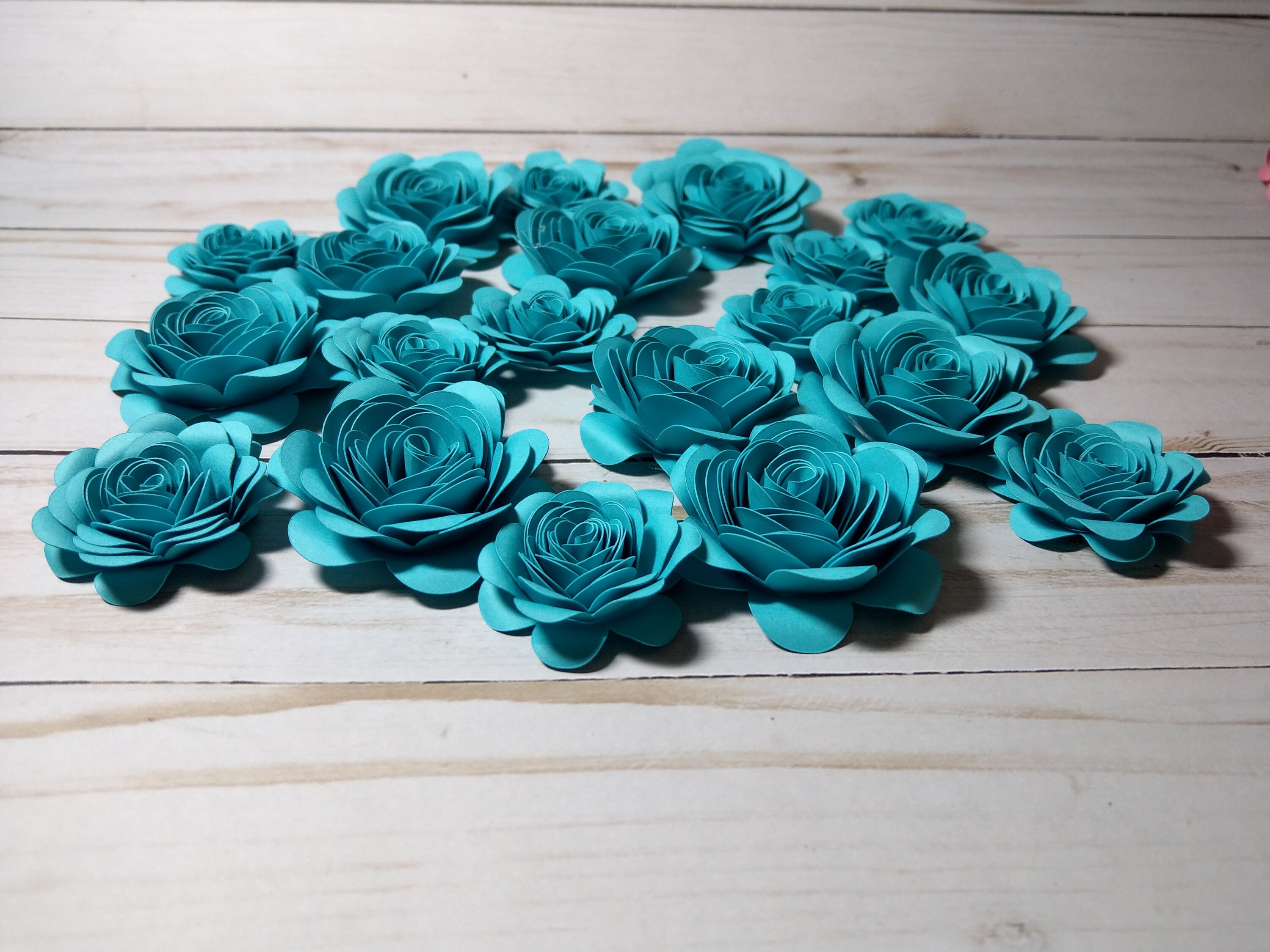 Teal Rolled Small Paper Flowers for Centerpieces Party - Etsy