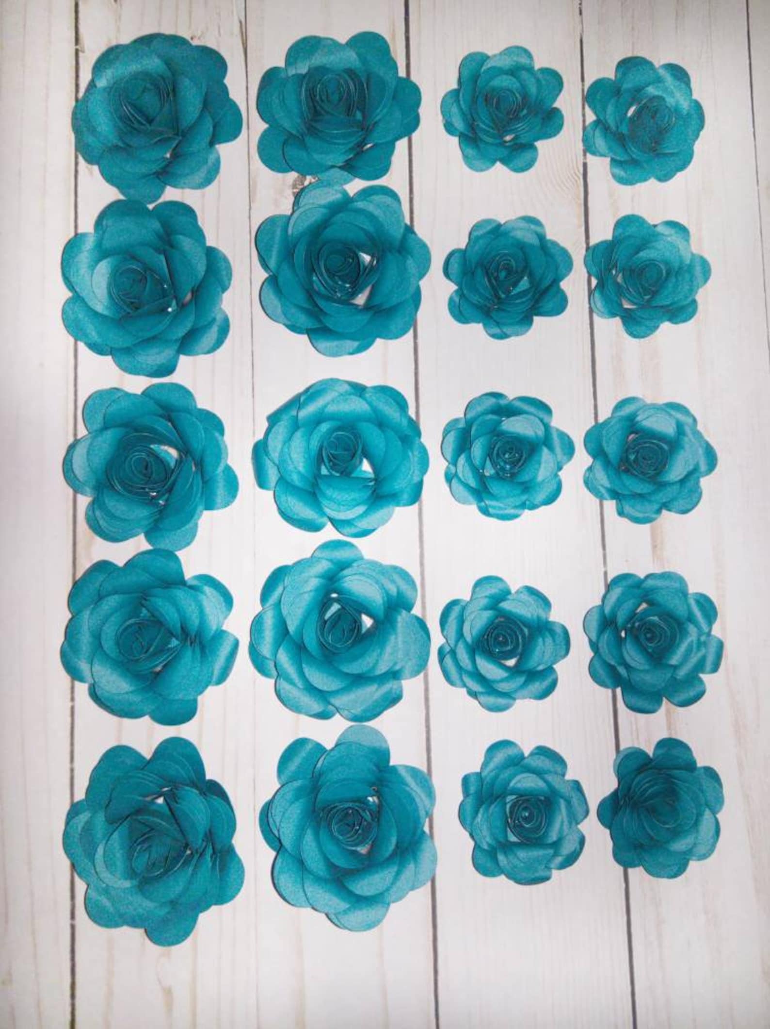 Dark Teal Small Paper Flowers Rosettes Paper Roses Wedding Etsy