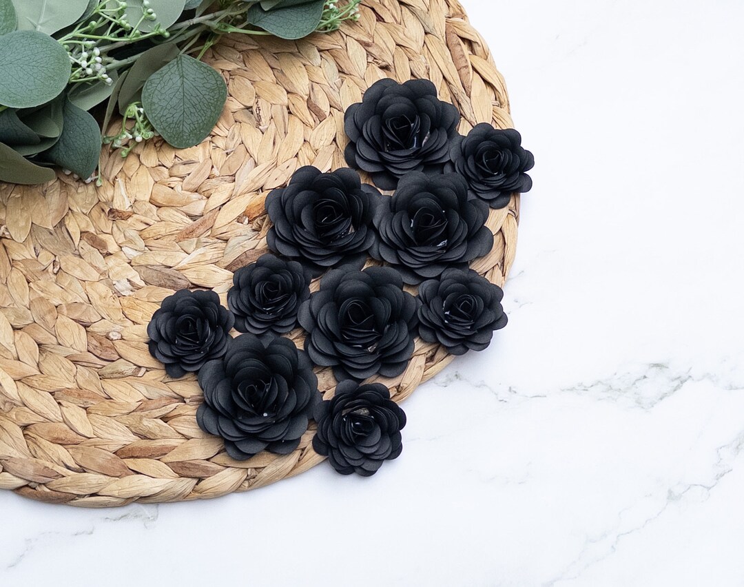 Small Roses For Grad Cap Black Small Paper Flowers, Rosettes, Paper Roses, Wedding Flowers, Grad ...