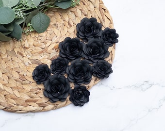 Black Flower Arrangement Monochromatic Paper Flowers Fantasy Black Paper  Flowers Handmade Eclectic Decor custom Colors Available 