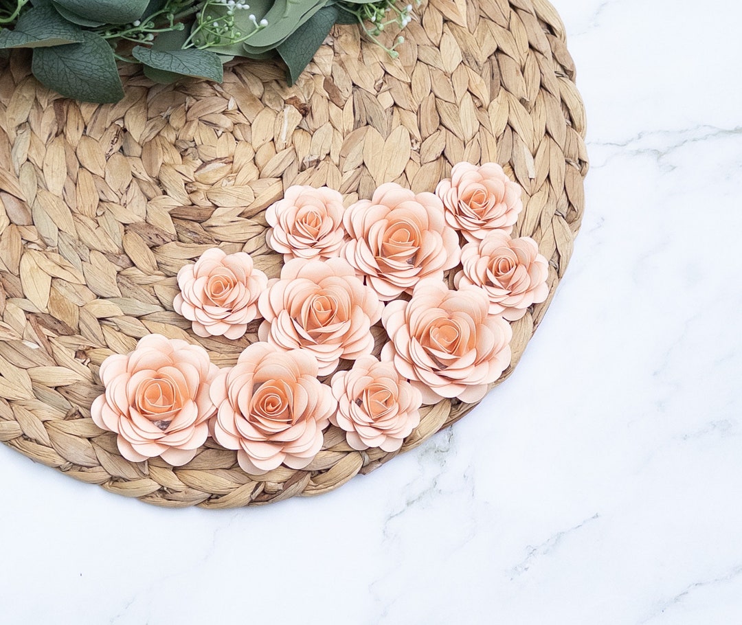 Peach Small Paper Flowers, Rosettes, Paper Roses, Wedding Flowers, Grad ...