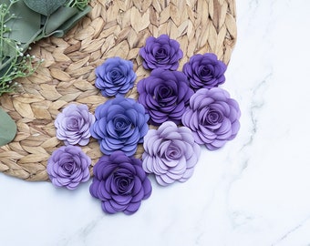 Rolled Small Paper Flowers / Purple Ombre / Centerpieces / Party Decorations / Wedding / Anniversary / Bridal Shower