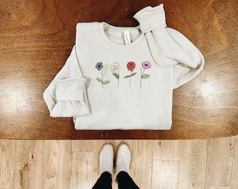 CUSTOM | Colorful Birth Flower Sweatshirt + Tee | Floral Mama Crew