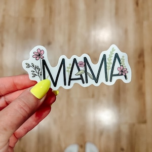 Floral Mama Waterproof Sticker: Laptop, Water Bottle Decal