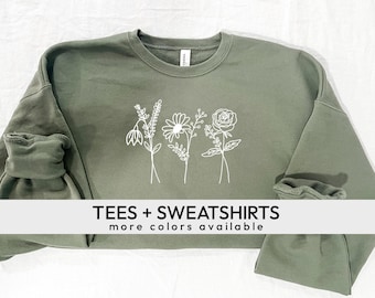CUSTOM | Birth Flower Sweatshirt + Tee | Floral Mama Crew