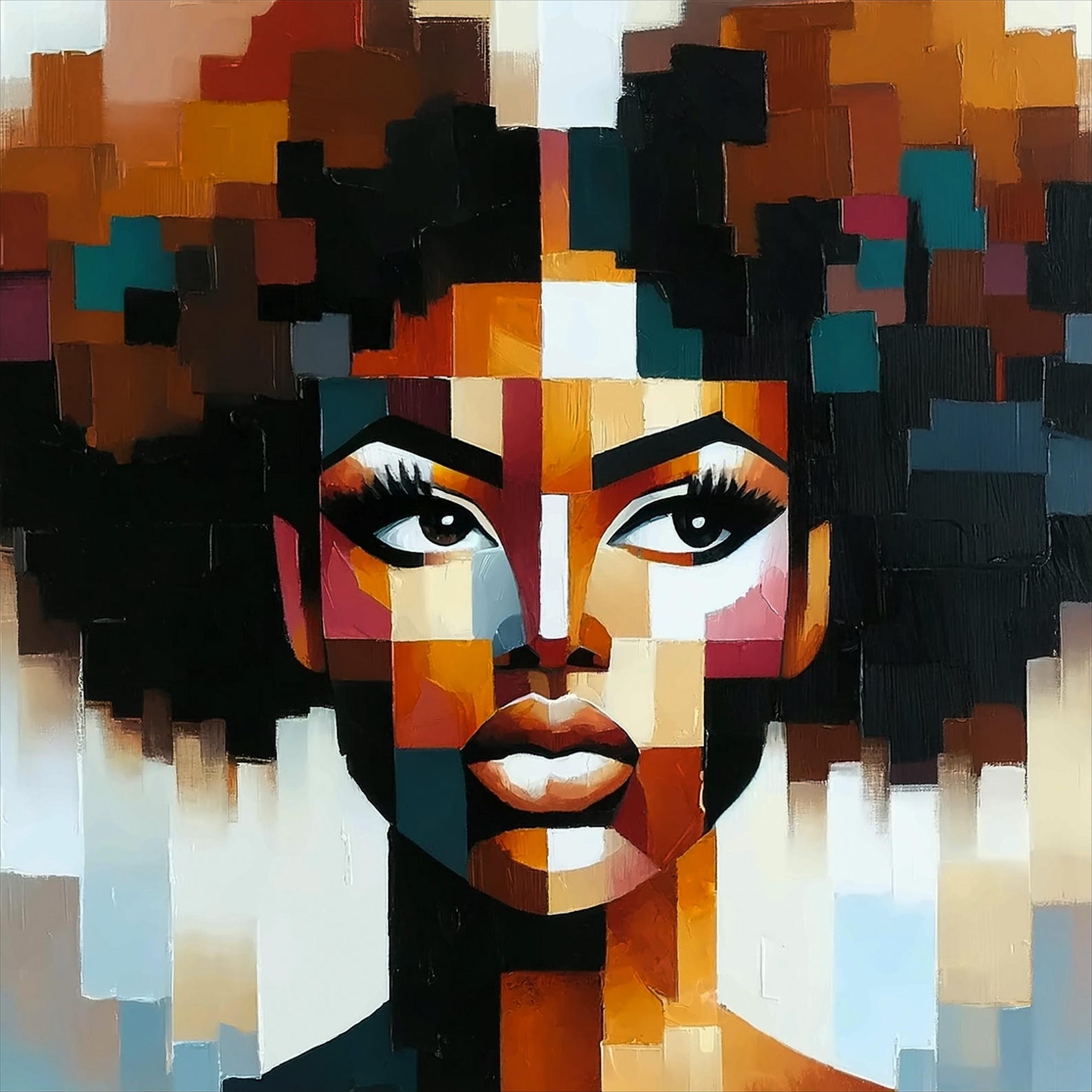 Cubist Black Woman Art, Essence of Abstraction, African American Wall ...