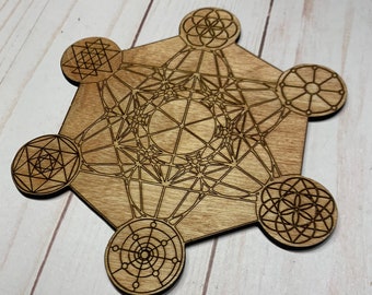 Metatrons Cube Crystal Grid with 6 other Grids on the Points