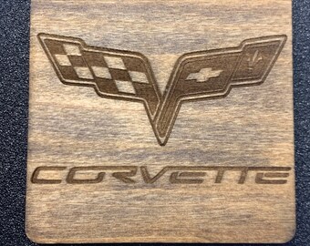 CHEVROLET CORVETTE Car Logo Coaster Corvette Car Lovers Gift Natural Slate