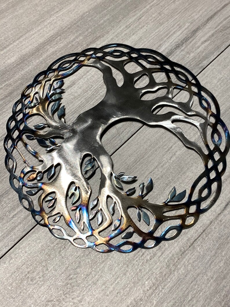 Tree of Life Metal Wall Art Blued Steel Etsy