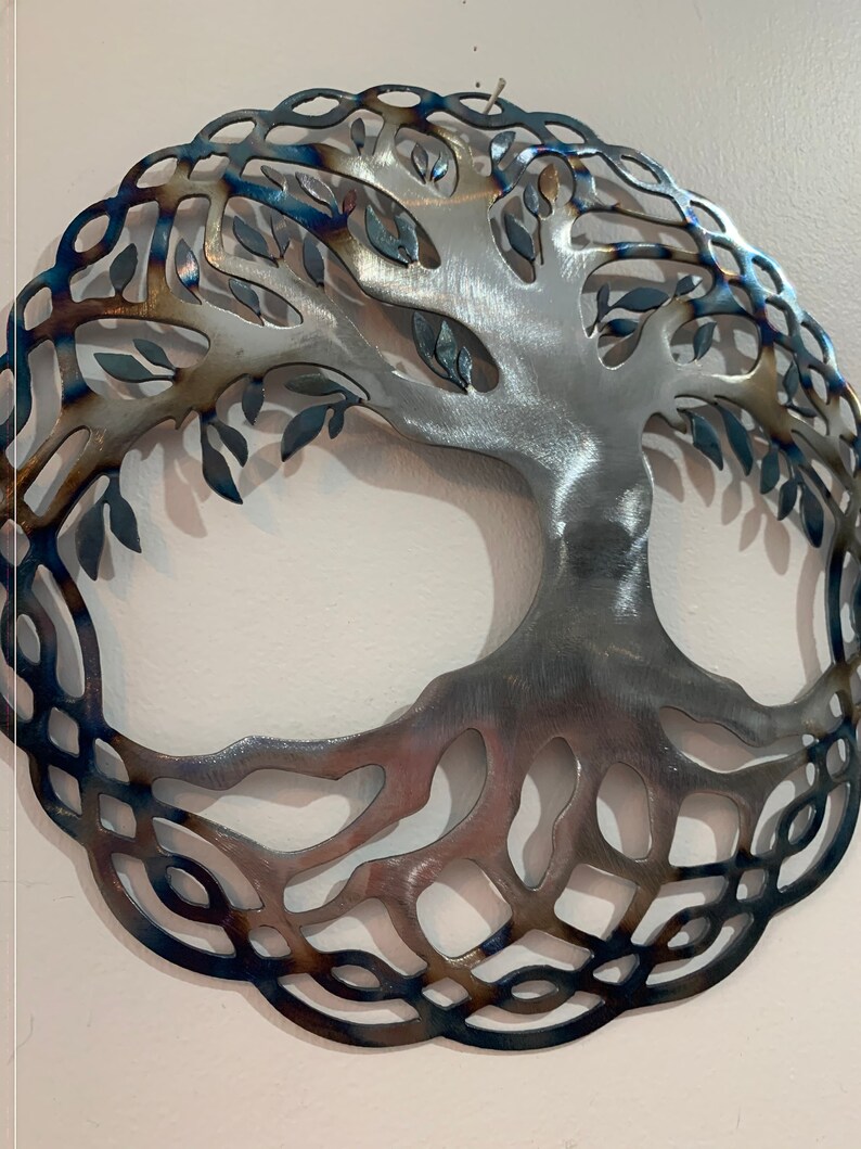 Tree of Life Metal Wall Art Blued Steel Etsy